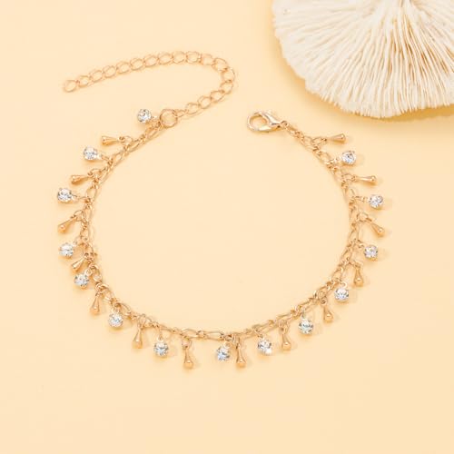 Ankle Bracelets for Women Charm Tissue Foot Chain Beach Jewelry | 14K Gold Plated Anklets for Women, Beach Jewelry for Women Beach Vacation Essentials Accessories Gifts