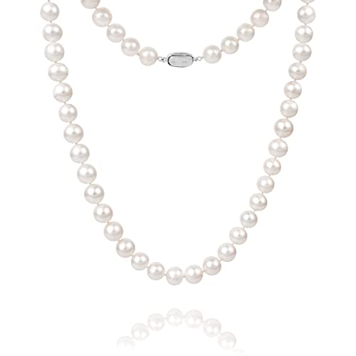 Freshwater Cultured AAAAA Quality Genuine Real Pearl Strand Necklace for Women Fine Jewelry Gifts for Her - size: 45.7 cm, 9.5 - 10.5 mm, style: AAA-Round