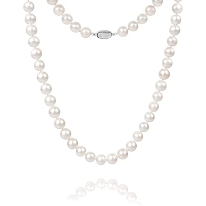 Freshwater Cultured AAAAA Quality Genuine Real Pearl Strand Necklace for Women Fine Jewelry Gifts for Her - size: 55.9 cm, 9.5 - 10.5 mm, style: AAA-Round