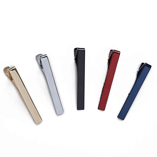 Tie Clips for men Tie Bar Clip Set for Regular Ties Necktie Wedding Business Tie Pin Clips - color: 5 Colors