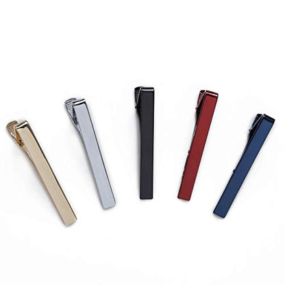 Tie Clips for men Tie Bar Clip Set for Regular Ties Necktie Wedding Business Tie Pin Clips - color: 5 Colors