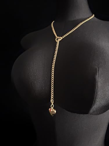 Heart Layer Pendant Necklace for Women, Adjustable Slip Chain with Colorful Gemstone & Heart Clasp - color: Gold-Green