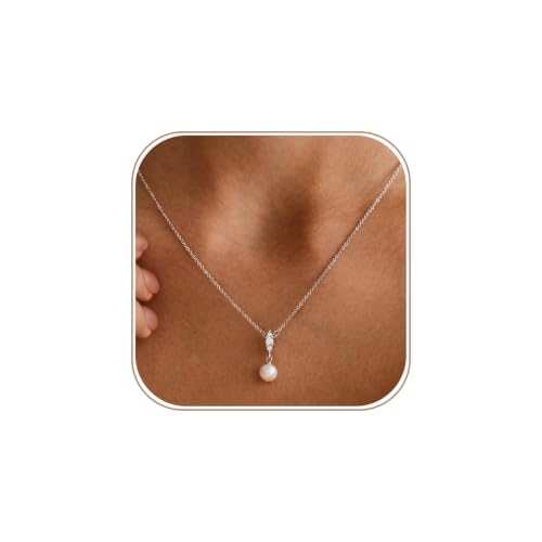 Amicon Pearl Necklaces for Women – 14K Gold Plated Freshwater Pearl Dainty Choker Hypoallergenic Pearl Necklace Wedding Birthday Gift for Women - style: Pearl Pendant-02-SL