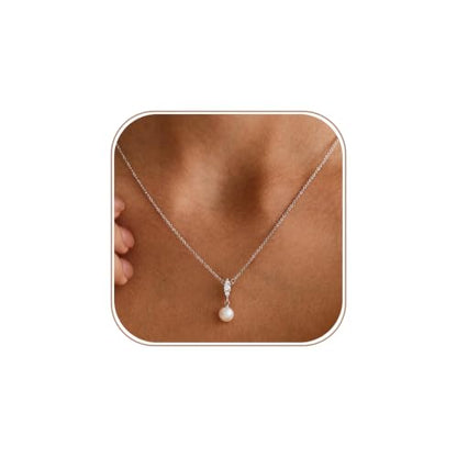 Amicon Pearl Necklaces for Women – 14K Gold Plated Freshwater Pearl Dainty Choker Hypoallergenic Pearl Necklace Wedding Birthday Gift for Women - style: Pearl Pendant-02-SL