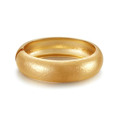Golden Polished Chunky Twisted Hinged Waterdrop Bangle Bracelet for Women Spiraled Oval Bangle Bracelet - color: Gold Wide Round Hammered Bangle