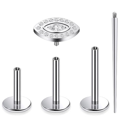 16G Astm F136 Titanium Internal Thread Flat Back Earrings Nose Studs Tragus Forward Helix Conch Cartilage Lobe Earrings Stud Medusa Labret Monroe Lip Ring Piercing Jewelry For Women Men - size: 16G--Style K