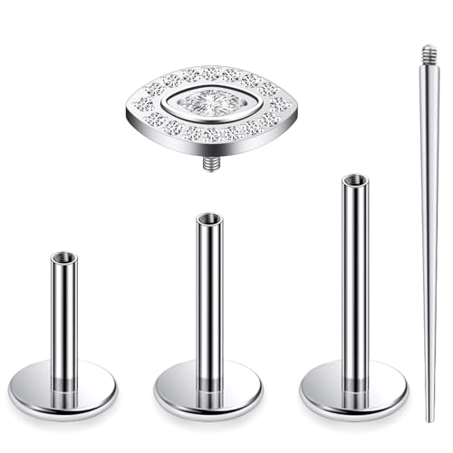 16G Astm F136 Titanium Internal Thread Flat Back Earrings Nose Studs Tragus Forward Helix Conch Cartilage Lobe Earrings Stud Medusa Labret Monroe Lip Ring Piercing Jewelry For Women Men - size: 16G--Style K