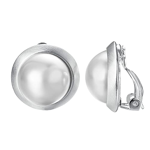 Yoursfs Clip on Earrings for Women Round Faux Pearl Earrings Clipon 18K Gold Plated Non Pierced Earring Jewelry - color: White GP White Pearl Clips on