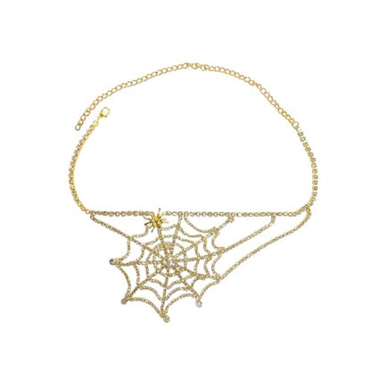 Crystal Rhinestone Spider Web Thigh Chain, Women's Layered Leg Body Chain, Halloween Costume Punk Jewelry Accessory
