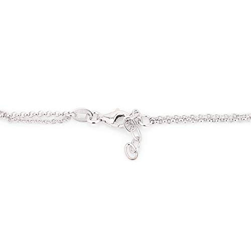 Vanbelle Sterling Silver Jewelry - Rhodium Plated with 925 Stamp - Double Layered Chain Circle & Bar Charms Anklet - Elegant handcrafted Stylish Designed for Women- 9" long + 1" extender