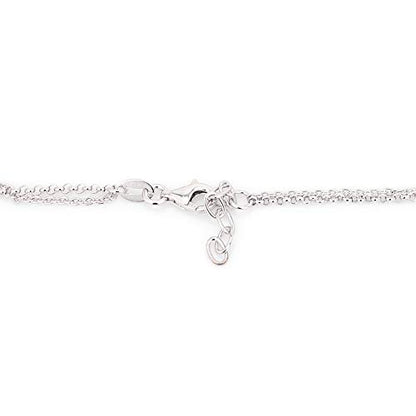 Vanbelle Sterling Silver Jewelry - Rhodium Plated with 925 Stamp - Double Layered Chain Circle & Bar Charms Anklet - Elegant handcrafted Stylish Designed for Women- 9" long + 1" extender