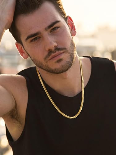 U7 Men Stainless Steel Necklace Cuban Link Chain, Flat Curb Chain Necklaces Unisex, Silver/Black/Gold Plated Chunky Hip Hop Neck Chain, 6mm/9mm Width, 18-32 Inches Length Jewelry for Mens Women - color: a. 6mm Gold, size: 32 Inches, style: a. Flat Curb
