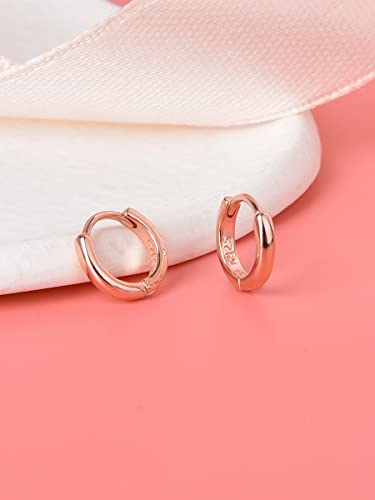 Mini Tiny Huggie Hoop Earrings Top Upper Ear Cartilage Forward Helix Cuff Plain Simple 925 Sterling Silver Gold 9mm 8mm 7mm 6mm 5mm Hoop Earrings - color: Rose Gold-7mm