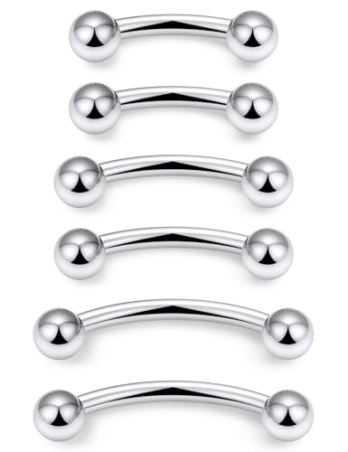 20g 18g 16g 14g Rook Piercing Jewelry Titanium Externally Threaded Curved Barbell Eyebrow Tragus Helix Conch Lobe Labret Earrings Lip Rings Body Piercing Jewelry For Women Men Ball Spike 6mm-19mm - size: 18G - 6/8/10mm Ball