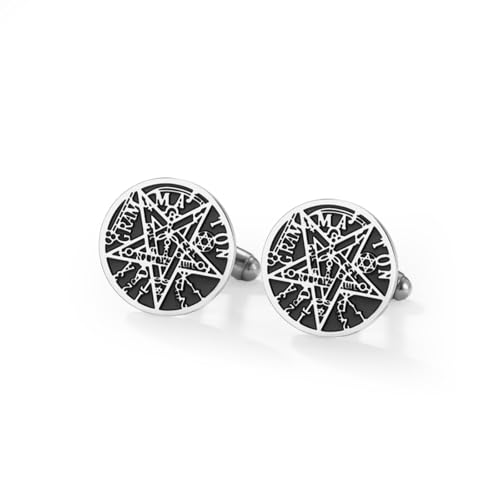 Cufflinks for Men Delicate Stainless Steel Wedding Business Cufflinks Gifts for Groom Husband French Shirt Accessories - style: Solomon's Star-Silver