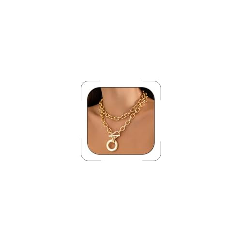 CSIYANJRY99 Chunky Gold Necklaces for Women,Multilayer Punk 80s Hip Hop Necklace,Layered Cuban Link Chain Statement Necklace 90s Freaknik Outfit Accessories for Women - color: Gold Larered Neckalce 1
