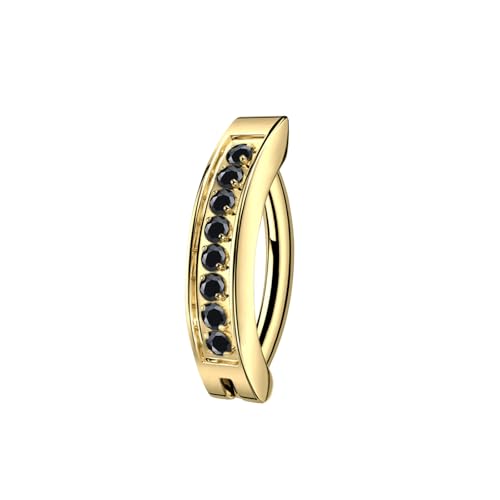 16G Labret Stud, G23 Titanium Vertical Labret Lip Piercing Jewelry, Gold Eyebrow Ring Clicker Belly Button Ring Hoop For Women Men - color: Gold, size: 8mm Black CZ