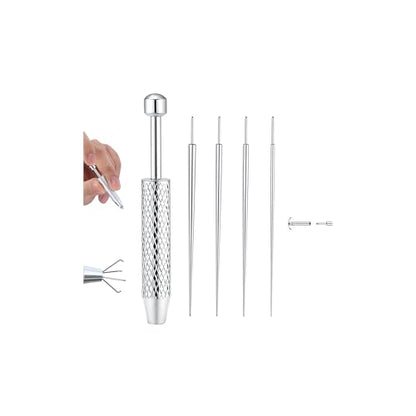 Piercing Ball Grabber Tool, 14-20G Taper for Changing Jewelry | Surgical Steel Flat Back Earrings Threader Tool Insertion Pin, Body Piercing Kit for Ear Rook Conch Nose Lip Jewelry Removal - style: Straight Threadless(14G 16G 18G 20G)+Ball Grabber Tool