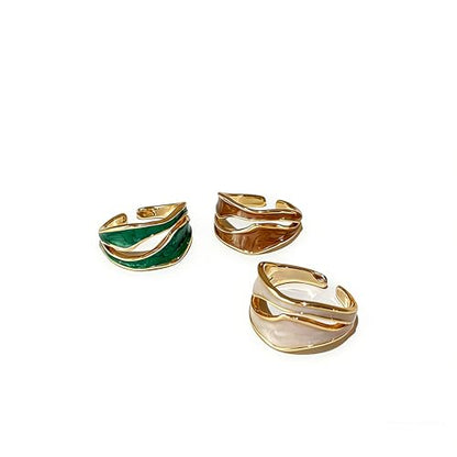Colorful Adjustable Enamel Ring For Women Gold Plated Irregular Elegant Oil Drip Friendship Finger Ring Set Jewelry For Women