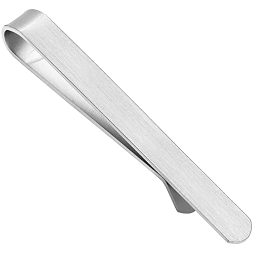 2.2/2.5 Inch Tie Clips for Men in Gift Box, Tie Bar Clip Set for Mens Regular Tie or Traditional Tie, Birthday Anniversary Christmas Gift - size: 2.2 Inch, style: 1PCS-Silver Brushed