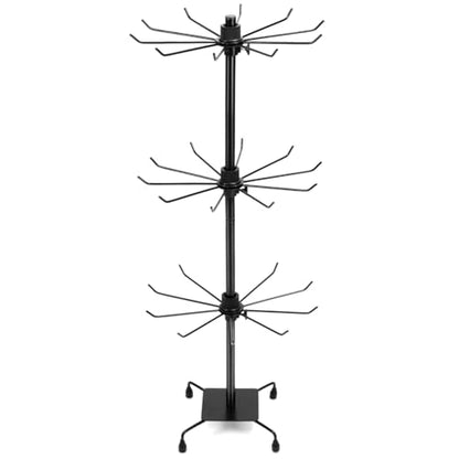 QWORK 3-Tier Rotating Metal Jewelry Display Stand – Adjustable Tabletop Holder for Necklaces, Earrings & Key Rings - size: 1 Pack