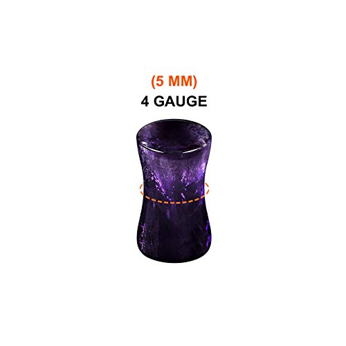 Organic Stone Amethyst Double Flared Saddle Ear Gauge Double Flare plugs Stretcher Lobe Earring Piercing Jewelry Choose Sizes - color: 2pcs-4g (5mm)-Stone