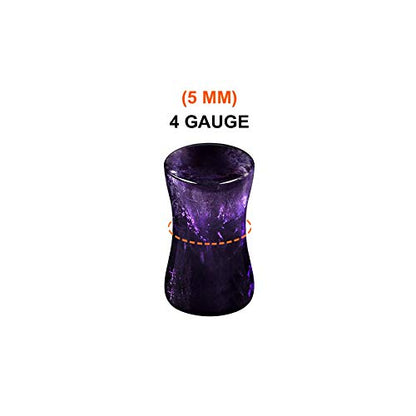 Organic Stone Amethyst Double Flared Saddle Ear Gauge Double Flare plugs Stretcher Lobe Earring Piercing Jewelry Choose Sizes - color: 2pcs-4g (5mm)-Stone