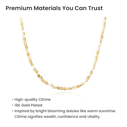 ARSIS Genuine Beaded Gemstone Necklace for Women, Colorful Natural Stone Handmade Bead Choker, Personalized Birthstone Necklace, Boho Summer Beach Necklace Layering Stackable Jewelry Gift - color: Citrine (November)