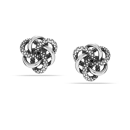 LeCalla 925 Sterling Silver Heart Stud Earrings Jewelry Lightweight Love Heart Shaped Earring for Women Valentines Day Gifts for Her - color: Big Love-Knot