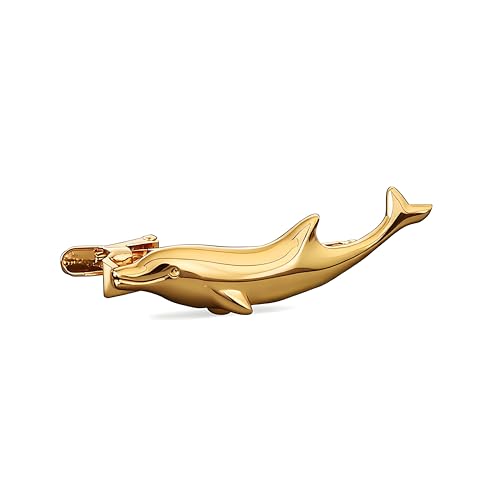 Fun Tie Clip for Men Personalized Tie Bar Fashion Business Tie Clip Men's Jewelry Gifts - style: Gold Dolphin