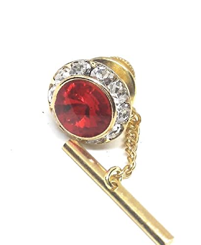 SWARVORSKI RUBY ON CRYSTAL TIE TACKS
