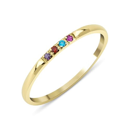 Dainty Multi-Stone Ring, 1-10 selectable Birthstones Ring, Minimalist Ring, Handmade Family Ring, Custom Ring, Personalized Gift, Mothers Day Gift, 14K gold & 925K Silver Ring - style: 4 birthstones