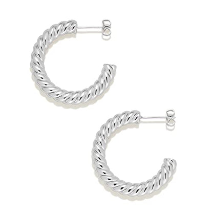 Amazon Essentials Sterling Silver Twisted Rope Hoop - color: Silver, size: 30 mm