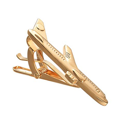 Yoursfs Cool Airplane Tie Clips For Men Personalized Skinny Stainless Steel Aircraft Tie Clasp For Mens Accessories Jewelry Gift - style: Gold Airplane