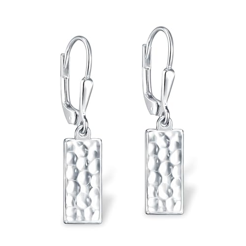 LeCalla 925 Sterling Silver Leverback Drop Earrings | Lightweight Italian Teardrop Dangle Earring for Women - color: Hammer Textured