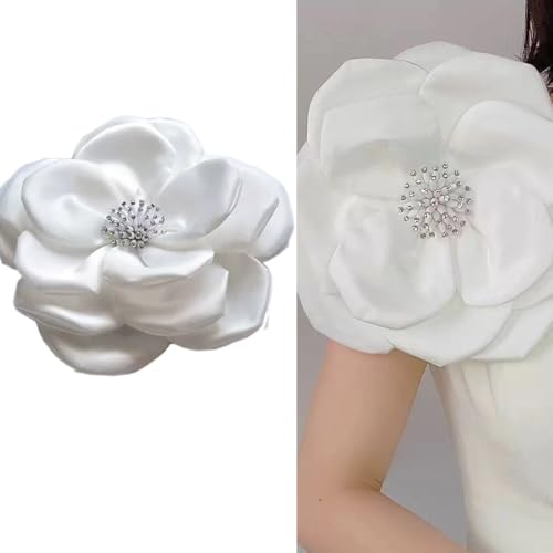 Large Plated Fabric Brooches Lapel Pins Chiffon Fabric Applique Brooches Big Flower Brooch Pin for Women Wedding Part Dance Clothes Accessories Jewelry