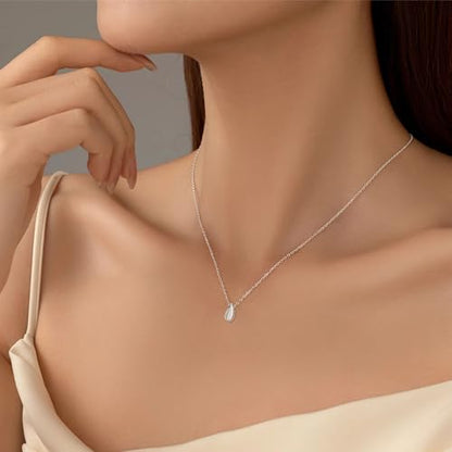 EVEYE S925 Sterling Silver Necklace For Women, Teardrop Pendant Necklaces, Pear Pendant Necklace Jewelry Minimalist style Gift - color: White Gold
