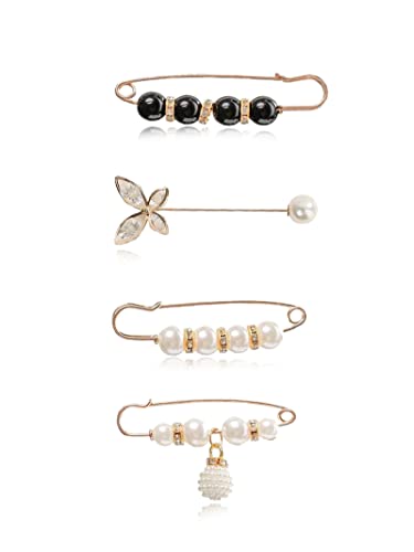 Brooch Pins for Women Sock Charms Pearl Brooches for Women Fashion Cover Up Buttons Clothing Dresses Decoration Accessories Pant Waist Tightener Safety Pins