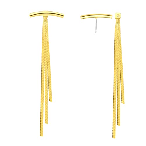 FUTIMELY Gold Long Dangle Drop Earrings for Woman,Punk Sleek Metal Chain Tassel Earrings 70s/80s Disco Outfits Accessories Jewelry - color: 3:Gold