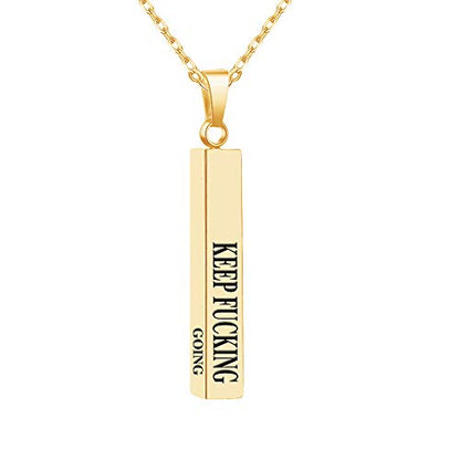 Personalized 3D Vertical Bar Necklace, Custom Necklace Engraved with Any Name Pendant Jewelry Mothers Day Gift - color: Gold Bar+Cable Chain
