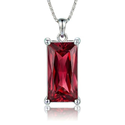 8mm x 16mm Square Birthstone Pendant Necklace – Fashion charming Sterling Silver Gift for women - color: January