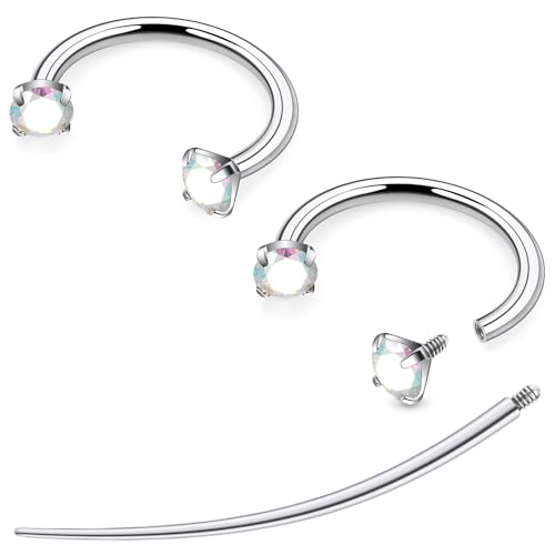 F136 Titanium 20/18/16/14g Horseshoe Nose Septum Lip Ear Rings Piercings 8/10/12mm Cartilage Helix Daith Earrings Jewelry for Women Men - color: AB, size: 18g*1/2in(12mm)