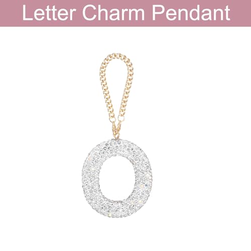 MECCANIXITY Bling Car Letter Charm, Initial O Letter Interior Car Rear View Mirror Decoration Hanging Crystal Ornaments for Women Bags Water Cup DIY Craft, Silver - style: Letter O