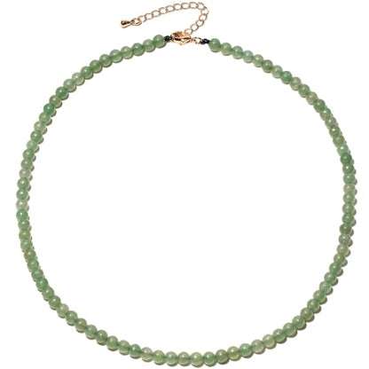 Simple 4mm Gemstones and Crystals Choker Necklace Unisex 16"-18" | Necklaces for Women Men, Adjustable, 40-45 cm Chain Length, Handmade, Spiritual Gemstones, Positive Energy, Daily Wear - style: Aventurine