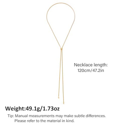 Gold Silver Necklace for Women Y Chain Adjustable Gold Long Necklaces Fashion Dainty Jewelry - color: gold C