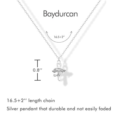 Baydurcan Dainty Silver Necklace for Women Ankh Horse Celtic Necklace Gifts | Dainty charm gifts for friends sister mother, birthday, christmas, graduation gifts. Ready to give with card & envelope. - style: Eye of Horus