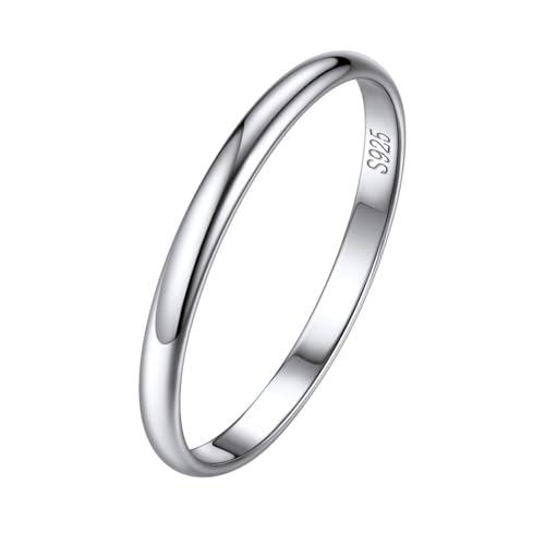 ChicSilver 2/3/5mm 925 Sterling Silver Ring Customizable Plain Dome High Polished Wedding Band Comfort Fit Size 4-12 - color: 2MM Silver