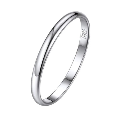 ChicSilver 2/3/5mm 925 Sterling Silver Ring Customizable Plain Dome High Polished Wedding Band Comfort Fit Size 4-12 - color: 2MM Silver