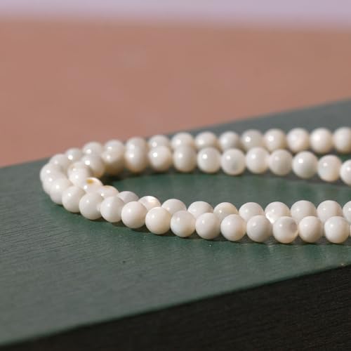 Simple 4mm Gemstones and Crystals Choker Necklace Unisex 16"-18" | Necklaces for Women Men, Adjustable, 40-45 cm Chain Length, Handmade, Spiritual Gemstones, Positive Energy, Daily Wear - style: White Shell