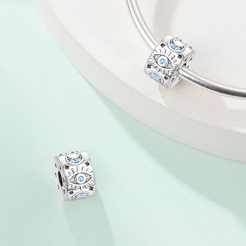 925 Sterling Silver Stopper Clip Charms for Bracelet Necklace Spacer Beads with 5A Cubic Zirconia Mother's Day Christmas DIY Gift for Women(2PCS) - style: Devil's Eye Clip